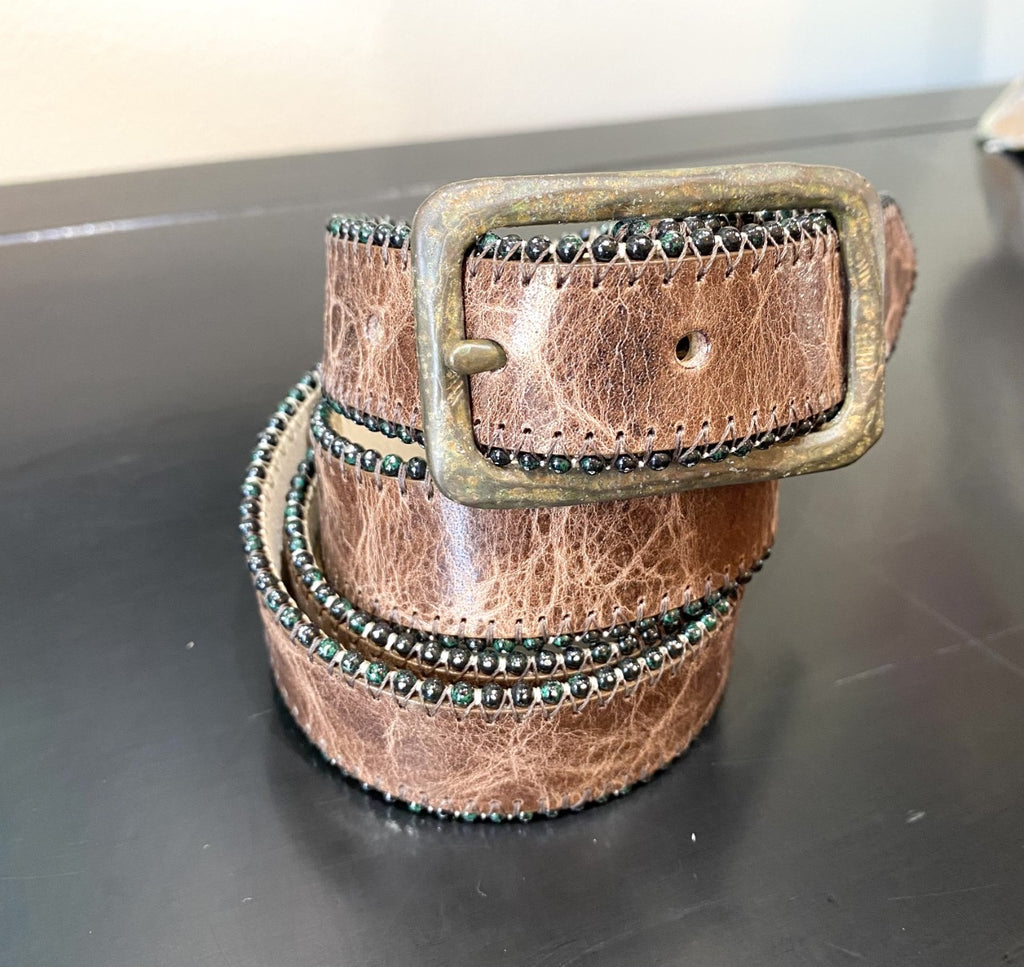 Streets Ahead Brown Leather Belt with Beaded Fringe - S Streets Ahead Belts for Women for sale - eBay main image 4
