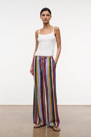 Staud Mateo Linen Pant-Artist Stripe