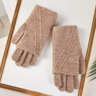 Hana Knit Weave Diagonal Stitched Texture Winter Gloves