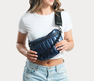 Ahdorned New York Reese Liquid Quilted Sling/Waistbag-Navy