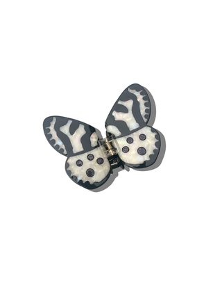 Solar Eclipse Hand-painted Tiger Moth Claw Hair Clip-Zebra