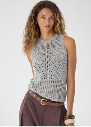 Autumn Cashmere Pointelle Tank-Greystone