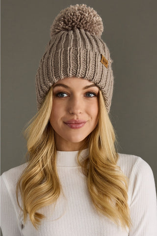 Panache Apparel Taupe Knit Pom Hat