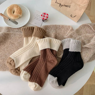 Funkyrel Rufia - Colorblock Thickened Warm Socks-Beige, Coffee or Black
