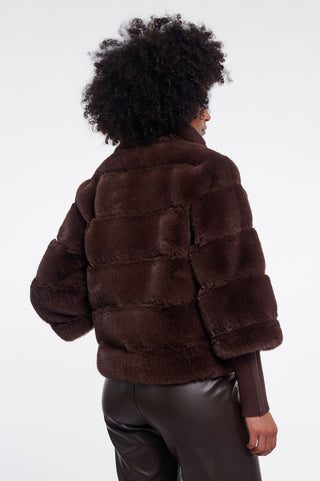 Rino & Pelle Feline Faux Fur Jacket Removeable Cuff-Chocolate
