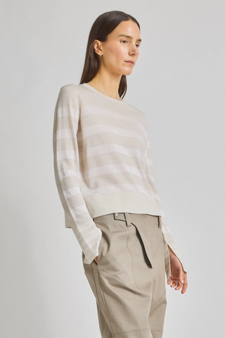 Saint Art Odette Striped Knit Sweater-Off White/White