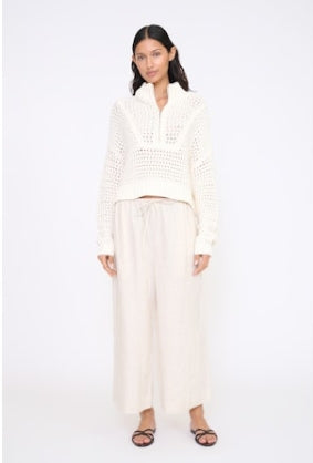 Staud Cropped Hampton Sweater-Ivory