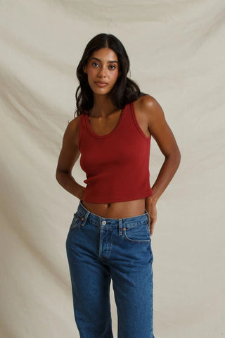 Perfectwhitetee Blondie Rib Bra Friendly Tank - Ruby Red