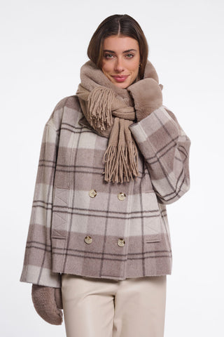 Rino & Pelle Vlien Knitted Scarf with Faux Fur Detail-Birch, Mocha, or Black