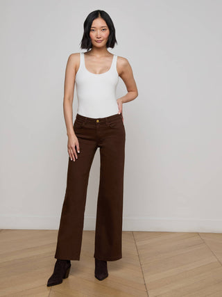 L'Agence Joanne Low Rise Wide Leg-Brown