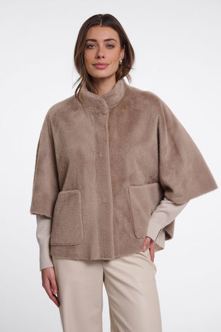 Rino & Pelle Dewi Faux Fur Cape-Mocha Latte or Black