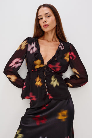 Rails Alixa Blouse - Onyx Blurred Floral