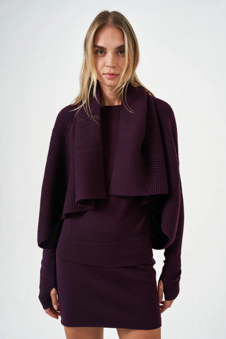 NFP Waffle Stitch Cardigan-Eggplant