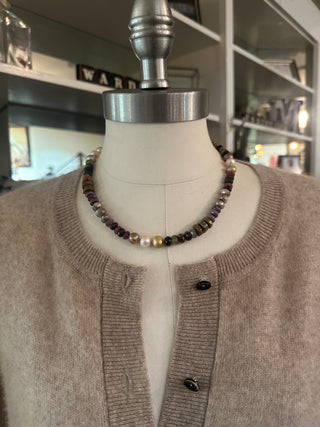 Paula Rosen Jewelry-Spinel, Ruby, Pearls, and Pyrite Necklace