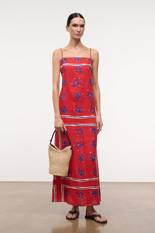 Staud Laura Linen Dress-Painted Foulard