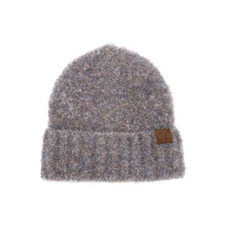 Hana C.C Mixed Color Boucle Cuff Beanie-Olive, Blue or Light Gray