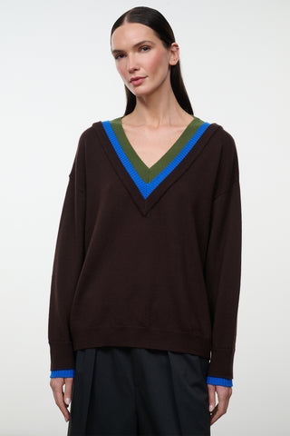 Staud Norman Sweater-Dark Oat Moss