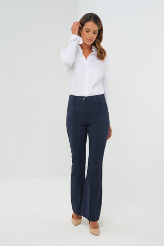 Anatomie Katya Ultralight Flare Pant with Pintucking-Navy