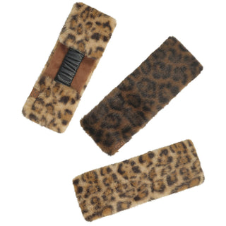 Hana C.C Leopard Pattern Fur Leather Strap Headwrap-Latte or Brown