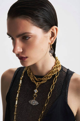 Mon Reve Dakota Gold Plated Eye,Sun Charm Pins Earrings