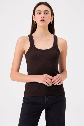 Goldie Rib Tank-Coffee