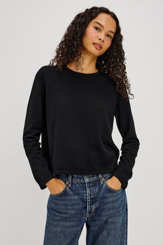Rails Cotton Cashmere Long Sleeve Tee - Black