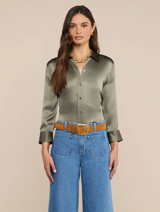 L'Agence Dani 3/4 Sleeve Blouse-Smoky Olive