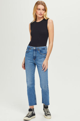 Goldie Ribbed Sleeveless Tee-Black or White