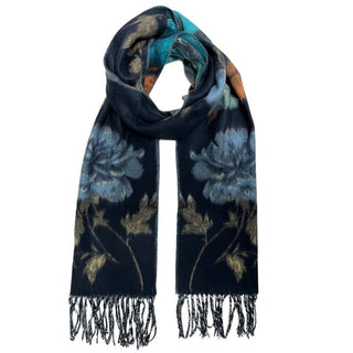 V. Fraas Vintage Roses Scarf-Navy
