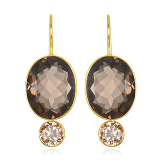 Amelia Rose Valencia Grand Oval Earring-Smoky Gold
