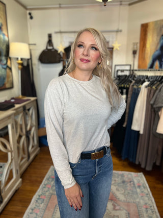 American Vintage Ypawood Long Sleeved T-Shirt-Light Grey