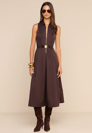 L'Agence Kolton Midi Dress-Dark Java