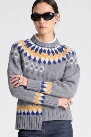 Saint Art Neil Fair Isle Sweater-Dark Grey Multi