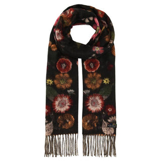 V. Fraas Pressed Floral Cashmink Scarf-True Red