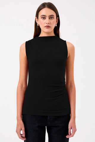 Goldie Sleeveless Draped Top-Black