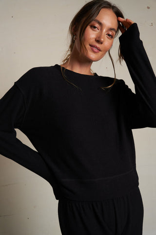 Perfectwhitetee Selma Brushed Sweater Jersey Pullover - True Black