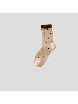 Funkyrel Rufia - Mini Heart Dot Crew Socks-Beige