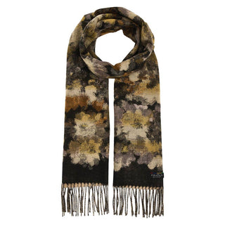 V. Fraas Forest Flower Cashmink Scarf-Caviar