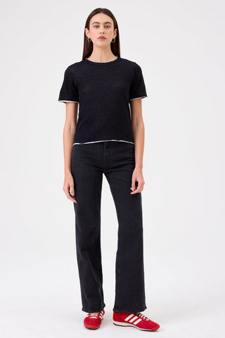 Goldie Isla Short Sleeve Double Layer Jersey - Black/White