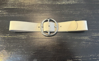 Kim White Bags & Belts-Chunky Hip Pant Belt Nickel Buckle-Cream