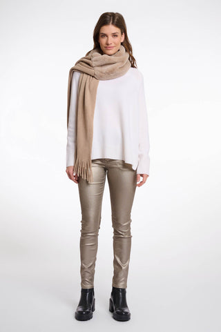 Rino & Pelle Vlien Knitted Scarf with Faux Fur Detail-Birch, Mocha, or Black