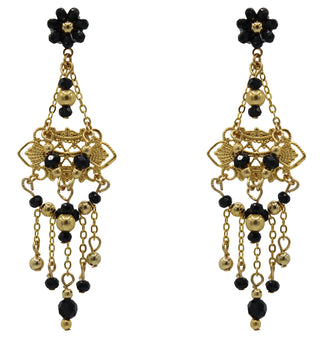 Millianna Valedon Petite Hand Beaded Pearl Earring-Jet/Gold