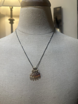 Robindira Unsworth 24KT Clad Oxidized Sterling Hessonite Garnet Necklace