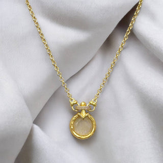 Tat2 Designs Mini Gold rainbow Moonstone Vecchio Necklace