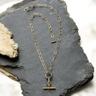 Tat2 Designs Mixed Metal Belle Pavé Toggle Necklace
