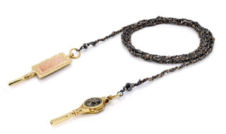 Marie Laure Chamorel No. 181 Ruthenium Lurex Gold Lariat Necklace