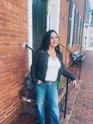 Autumn Cashmere Boxy Stitchery Cardigan-Tarmac