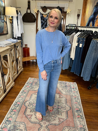 American Vintage Ypawood Long Sleeved T-Shirt-Bleu Chine