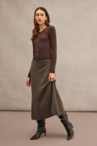 Goldie Crop Cardigan - Coffee