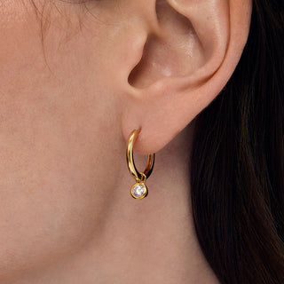 Dean Davidson Orsay Huggie Hoops-White Topaz/Gold